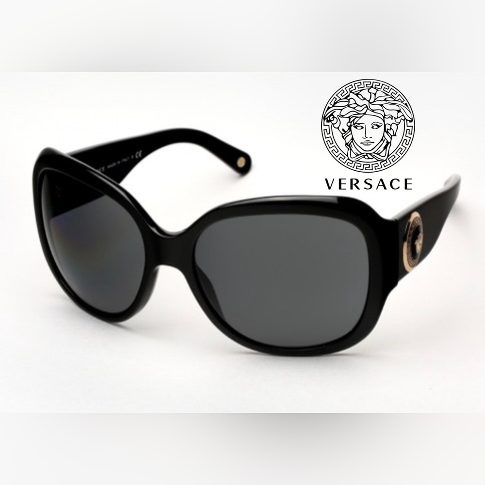 VERSACE Women's Black Polarized Sunglasses & Case Mod. 4243 GB1/81 🕶️